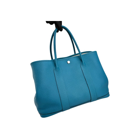 Hermes Turquoise Negonda Leather Garden Party 36 Bag