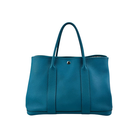Hermes Turquoise Negonda Leather Garden Party 36 Bag