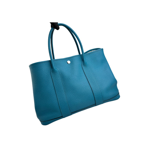 Hermes Turquoise Negonda Leather Garden Party 36 Bag