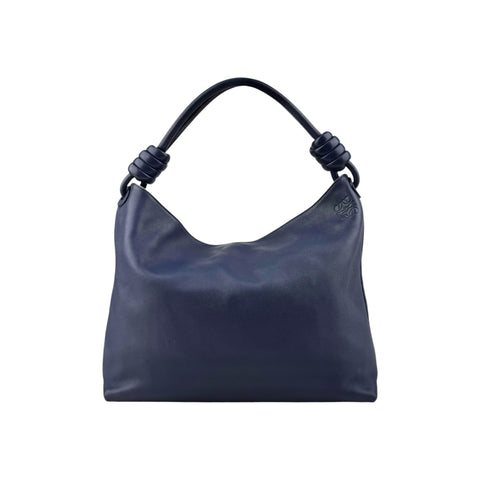 Loewe Calfskin Flamenco Knot Hobo Navy