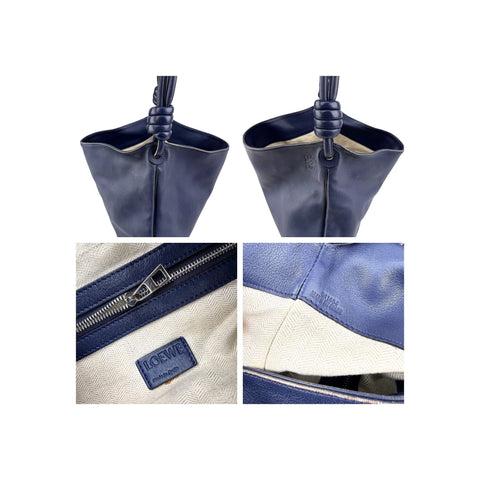 Loewe Calfskin Flamenco Knot Hobo Navy
