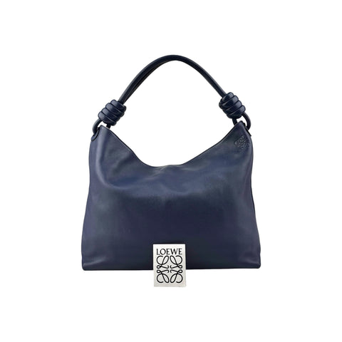 Loewe Calfskin Flamenco Knot Hobo Navy