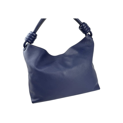 Loewe Calfskin Flamenco Knot Hobo Navy