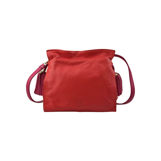 Loewe Coral Red/Magenta Leather Flamenco Shoulder Bag