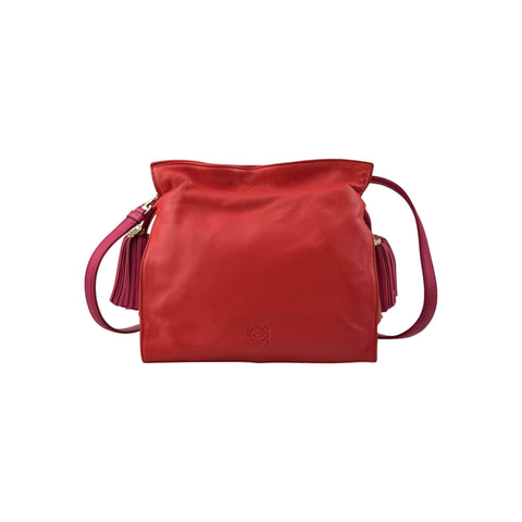 Loewe Coral Red/Magenta Leather Flamenco Shoulder Bag