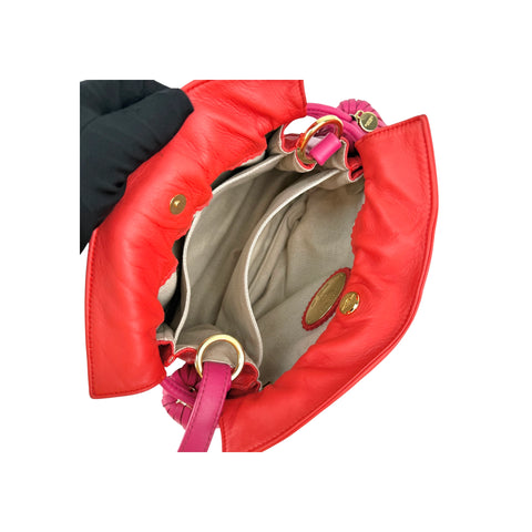 Loewe Coral Red/Magenta Leather Flamenco Shoulder Bag