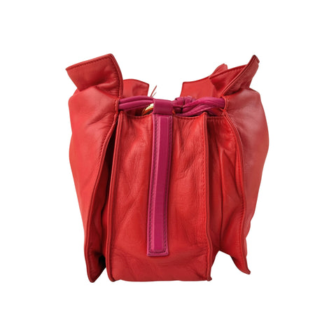 Loewe Coral Red/Magenta Leather Flamenco Shoulder Bag