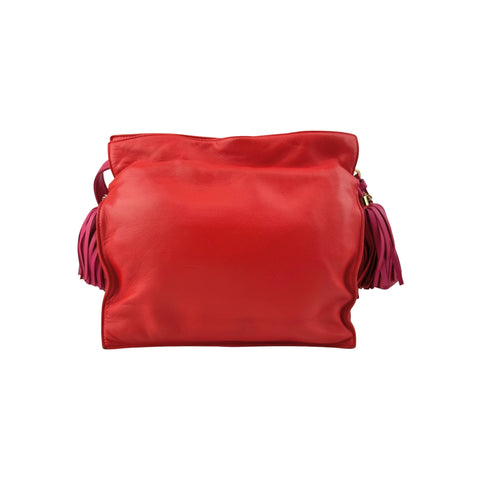 Loewe Coral Red/Magenta Leather Flamenco Shoulder Bag
