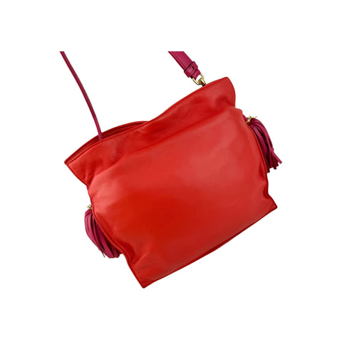 Loewe Coral Red/Magenta Leather Flamenco Shoulder Bag