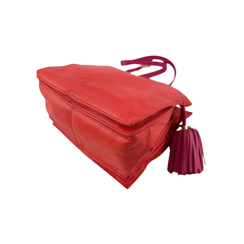 Loewe Coral Red/Magenta Leather Flamenco Shoulder Bag