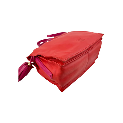 Loewe Coral Red/Magenta Leather Flamenco Shoulder Bag