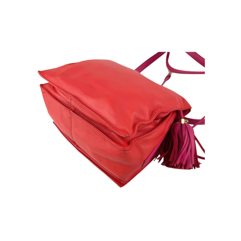 Loewe Coral Red/Magenta Leather Flamenco Shoulder Bag