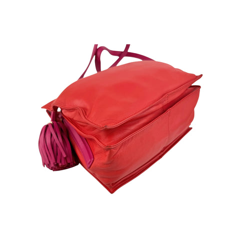 Loewe Coral Red/Magenta Leather Flamenco Shoulder Bag