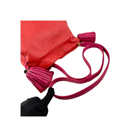 Loewe Coral Red/Magenta Leather Flamenco Shoulder Bag