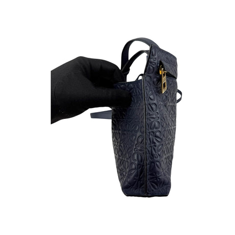 Loewe Navy Blue Leather Repeat Anagram T Pouch Crossbody Bag
