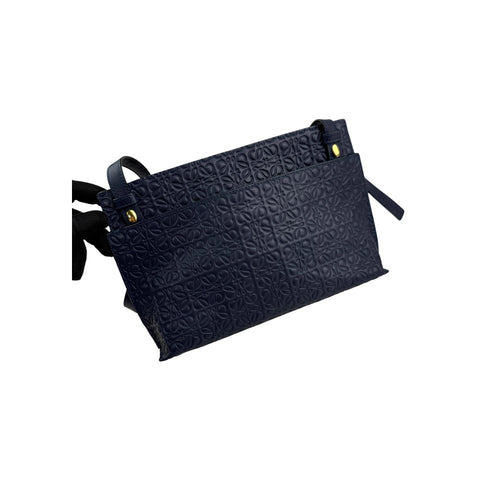 Loewe Navy Blue Leather Repeat Anagram T Pouch Crossbody Bag