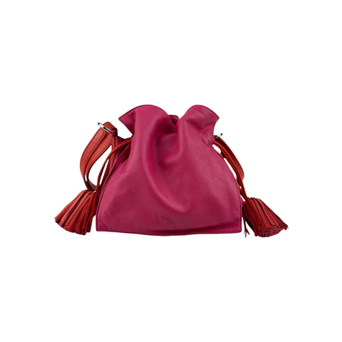 Loewe Pink/Coral Leather Flamenco Shoulder Bag