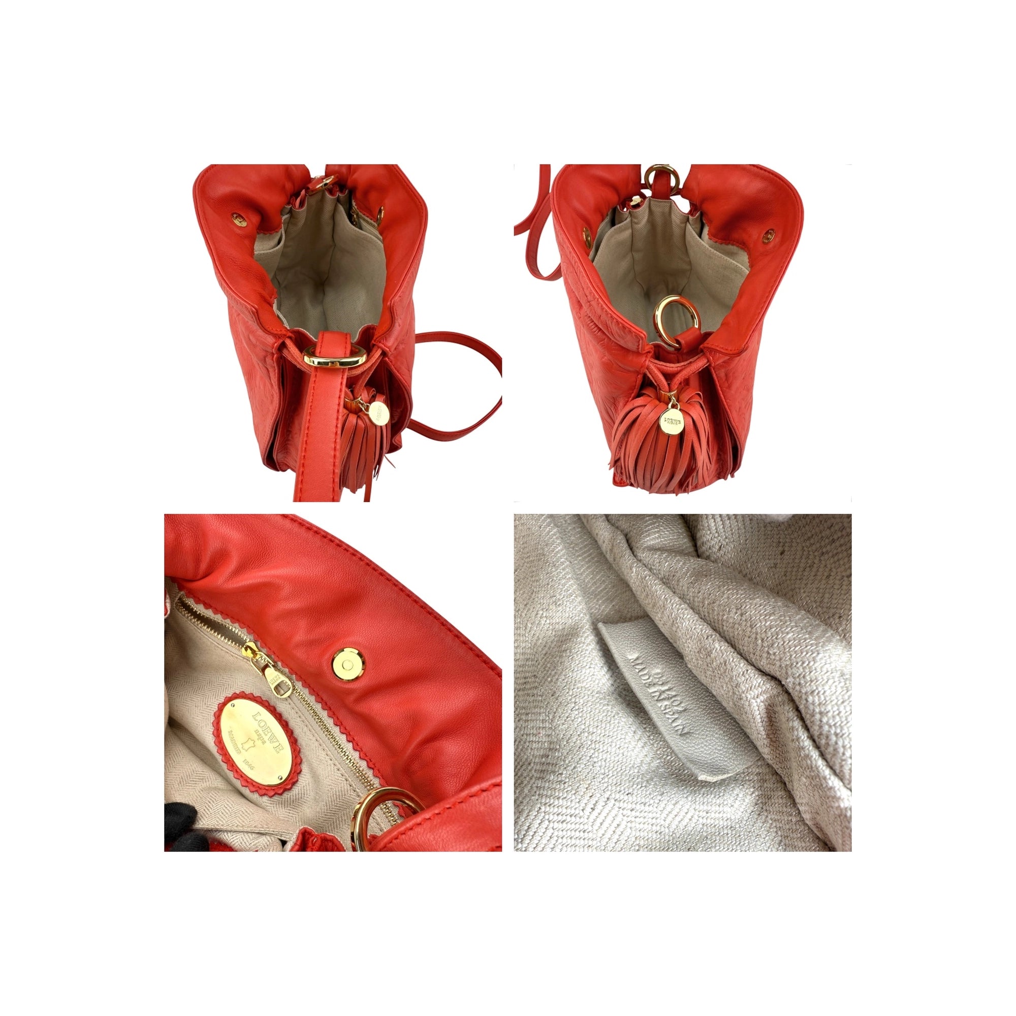 Loewe Red Leather Flamenco Shoulder Bag