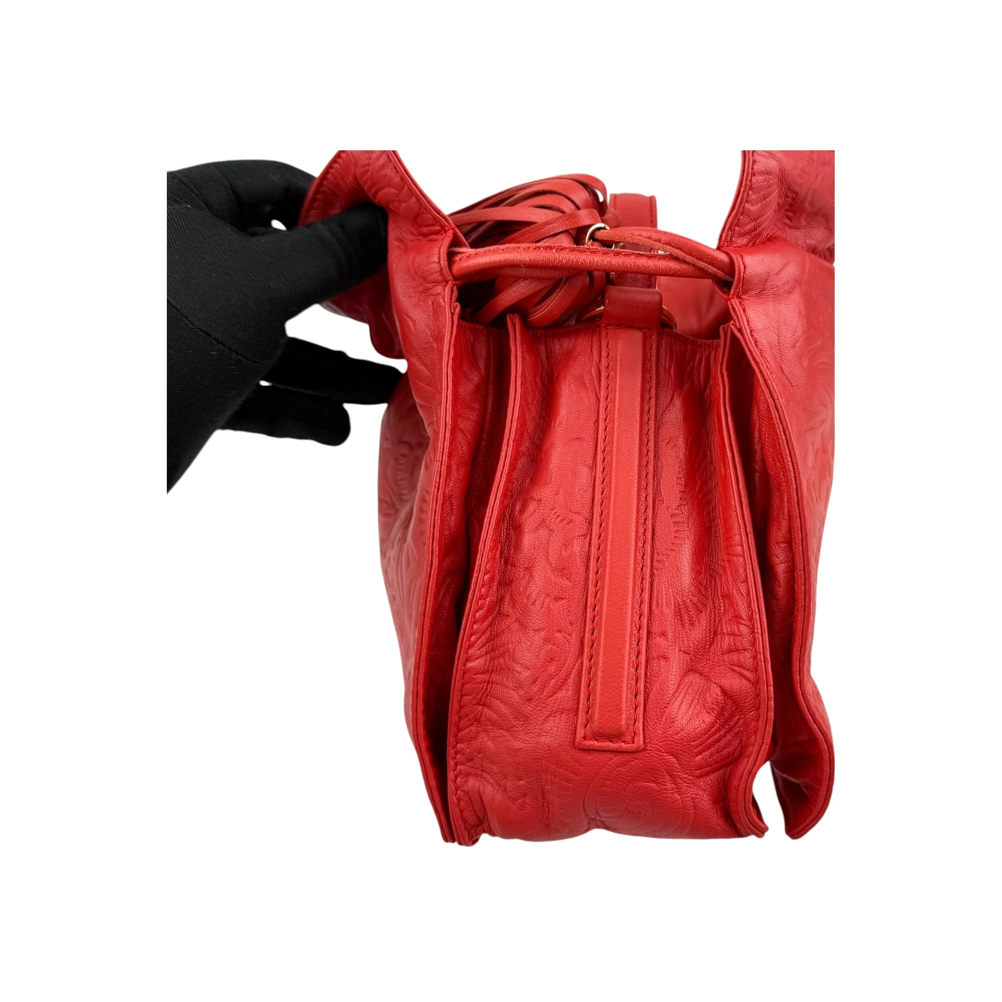 Loewe Red Leather Flamenco Shoulder Bag