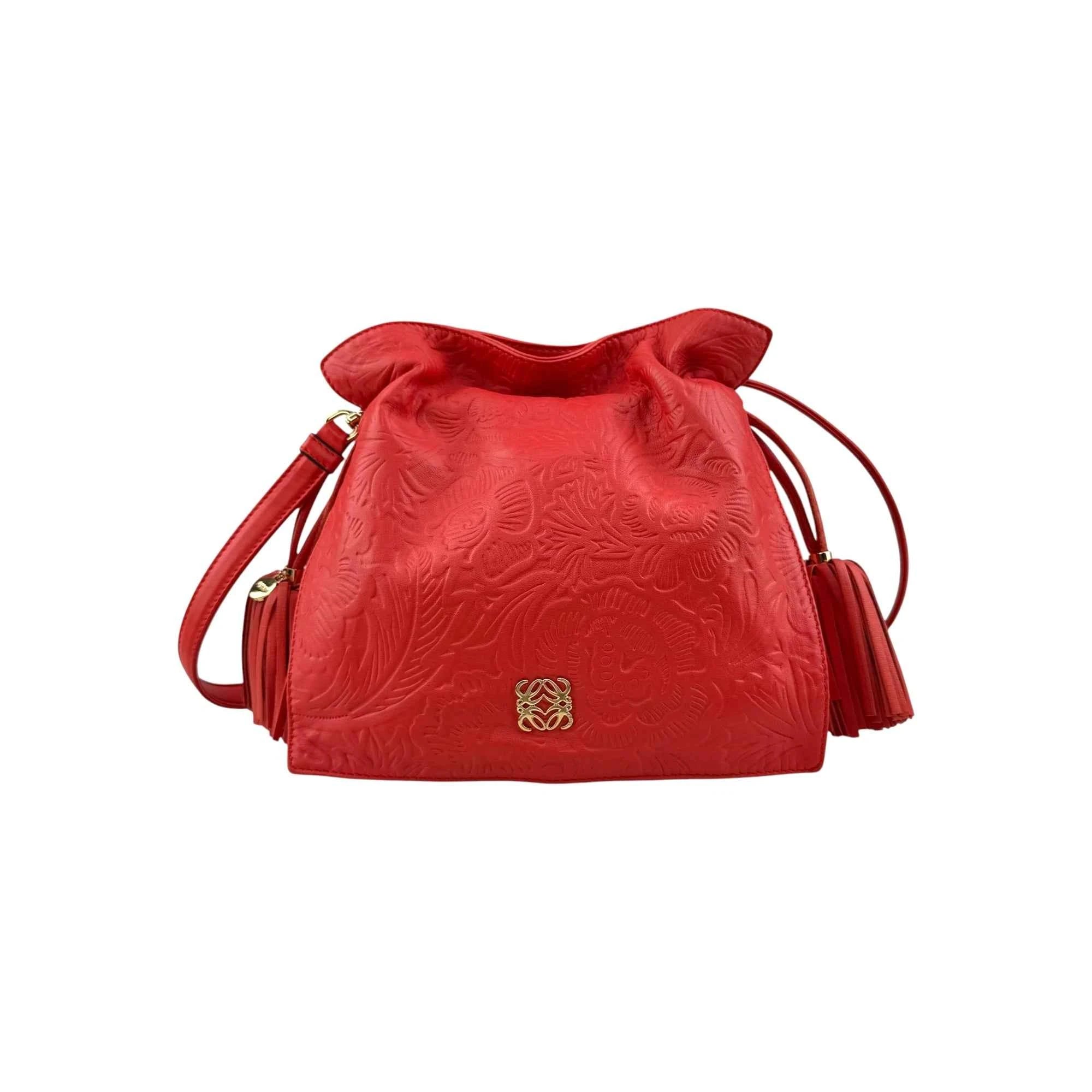 Loewe Red Leather Flamenco Shoulder Bag