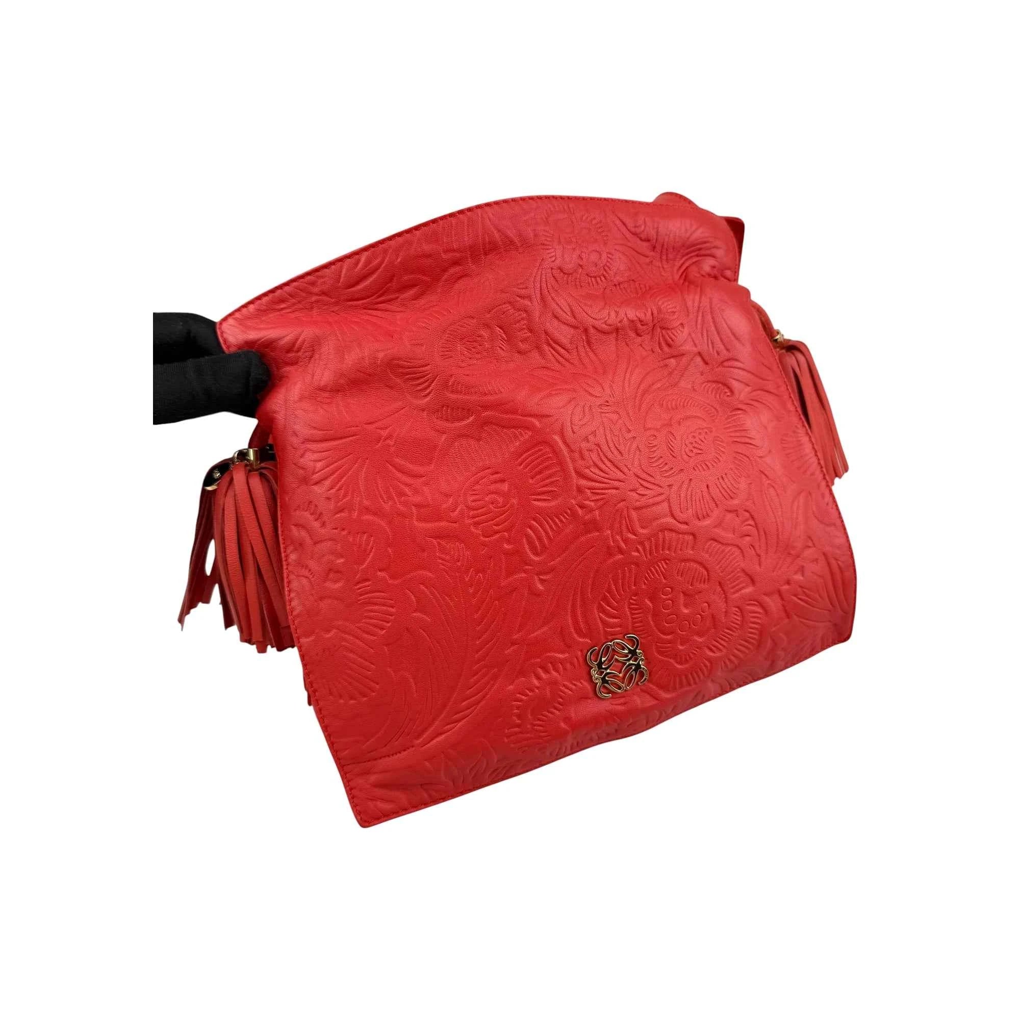 Loewe Red Leather Flamenco Shoulder Bag