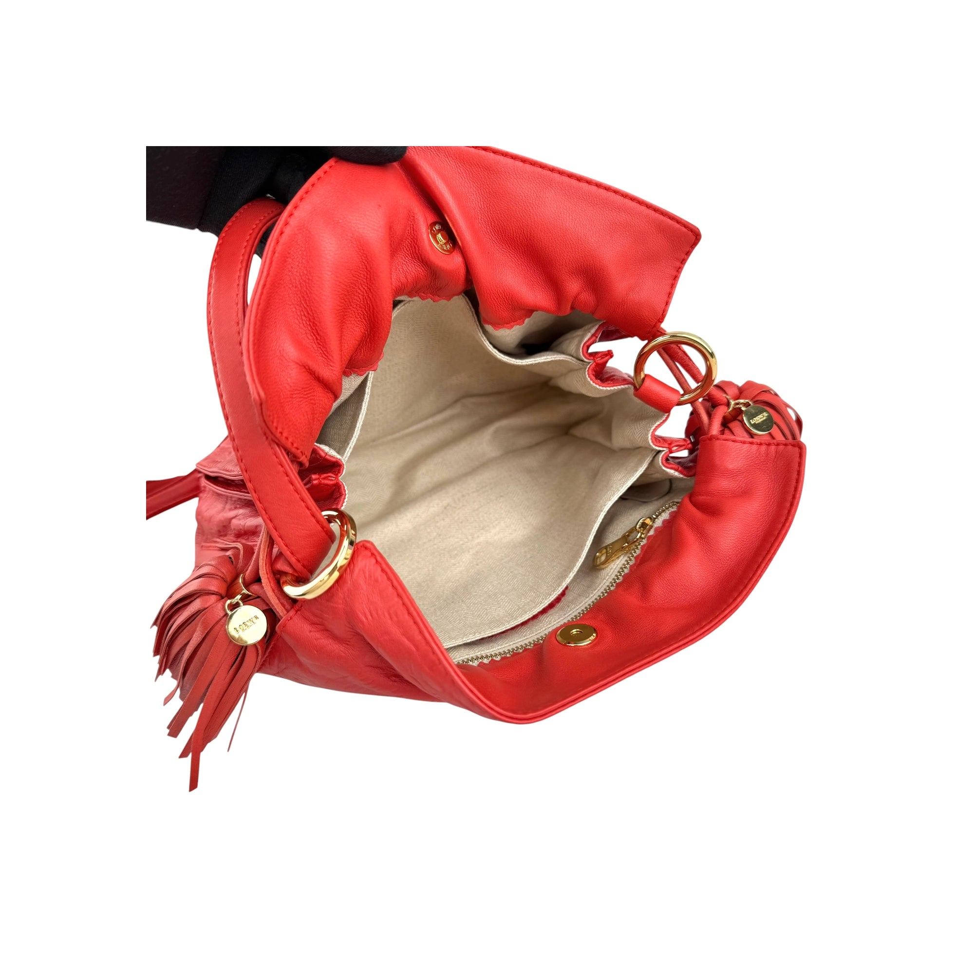 Loewe Red Leather Flamenco Shoulder Bag
