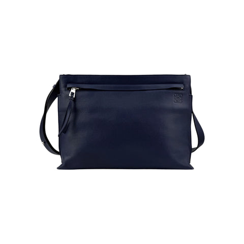 Loewe T Navy Leather Messenger Bag