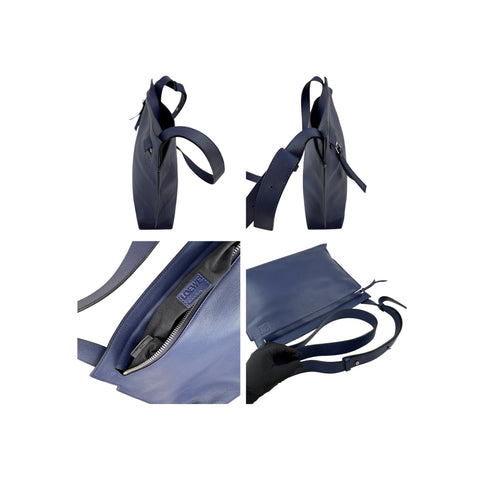 Loewe T Navy Leather Messenger Bag