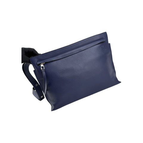 Loewe T Navy Leather Messenger Bag