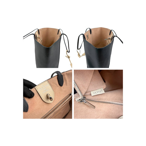 Louis Vuitton Beige/Black Leather Lockme Cabas Tote Bag