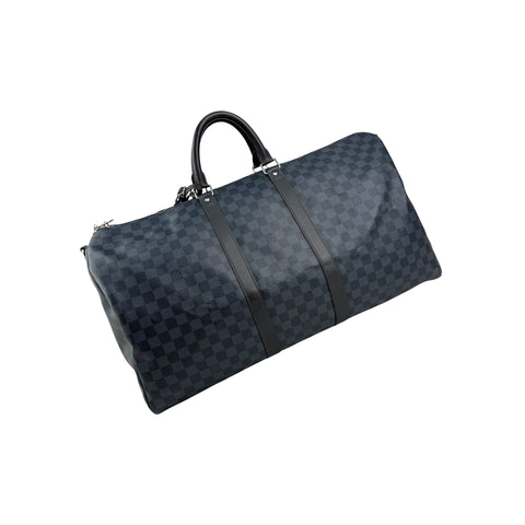 Louis Vuitton Damier Cobalt Canvas Keepall 55 Bag