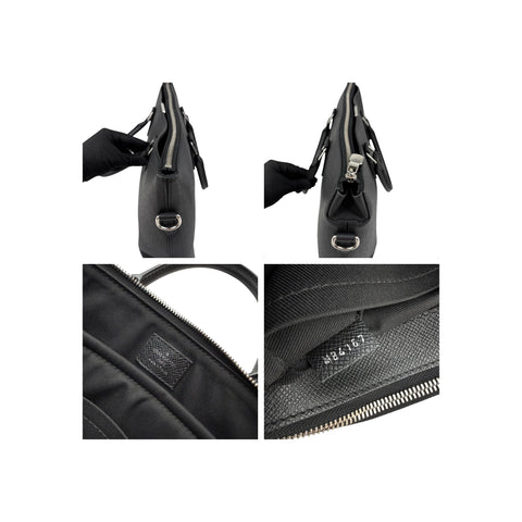 Louis Vuitton Taiga Anton Leather Briefcase Black Pony-style calfskin
