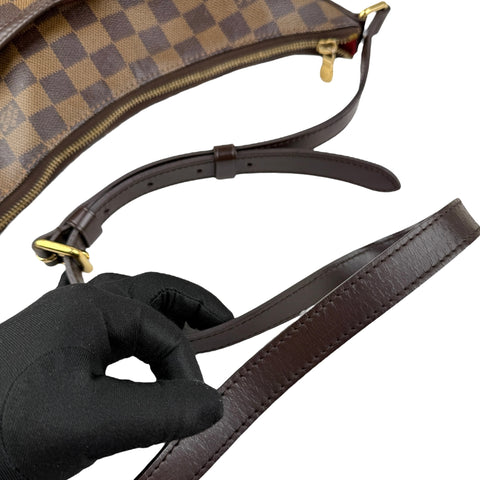 louis vuitton bloomsbury crossbody brown canvas handle detail