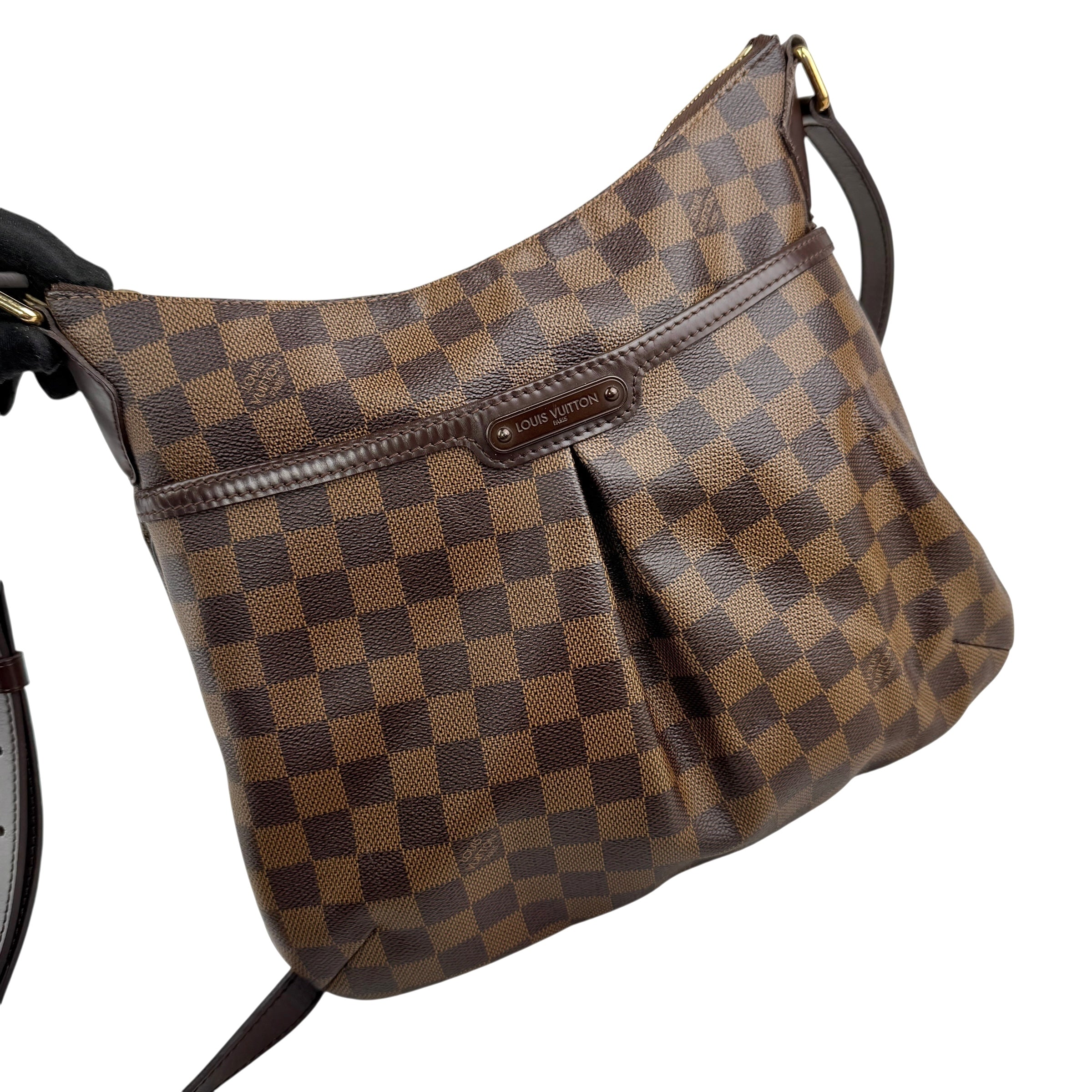 louis vuitton bloomsbury crossbody brown canvas left front 45