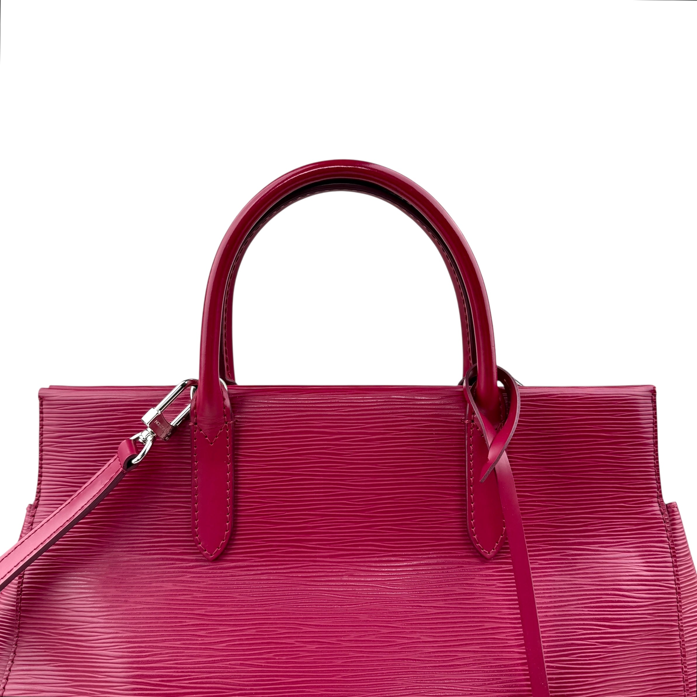 louis vuitton marly epi leather fuchsia bag handle detail