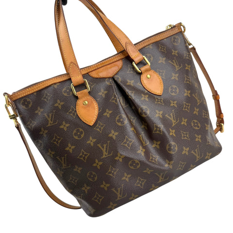louis vuitton monogram canvas palermo bag left front 45