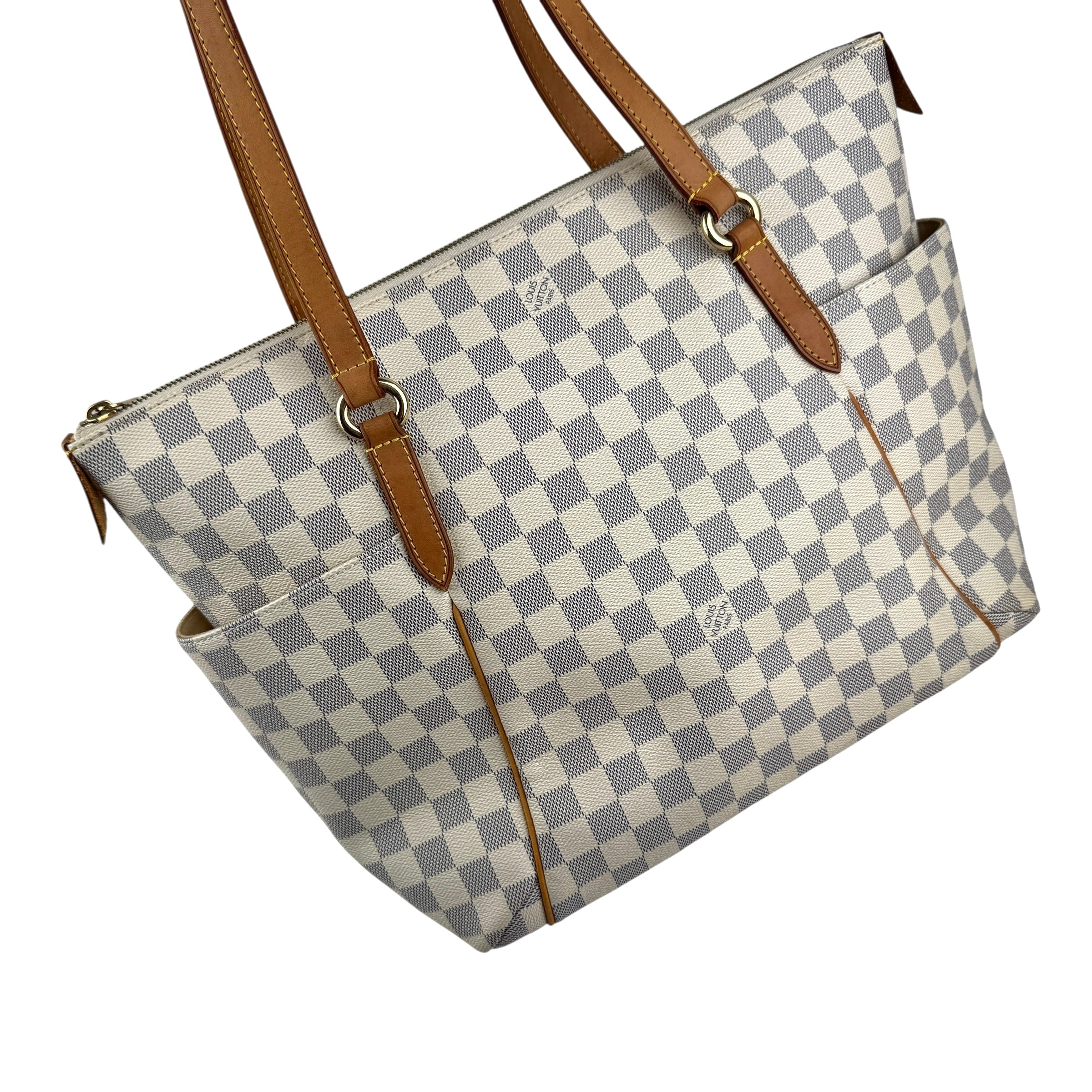 louis vuitton totally handbag white leather left back 45