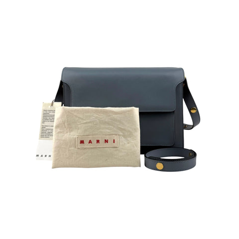 Marni Leather Trunk Bag Blue Single Shoulder Strap Medium