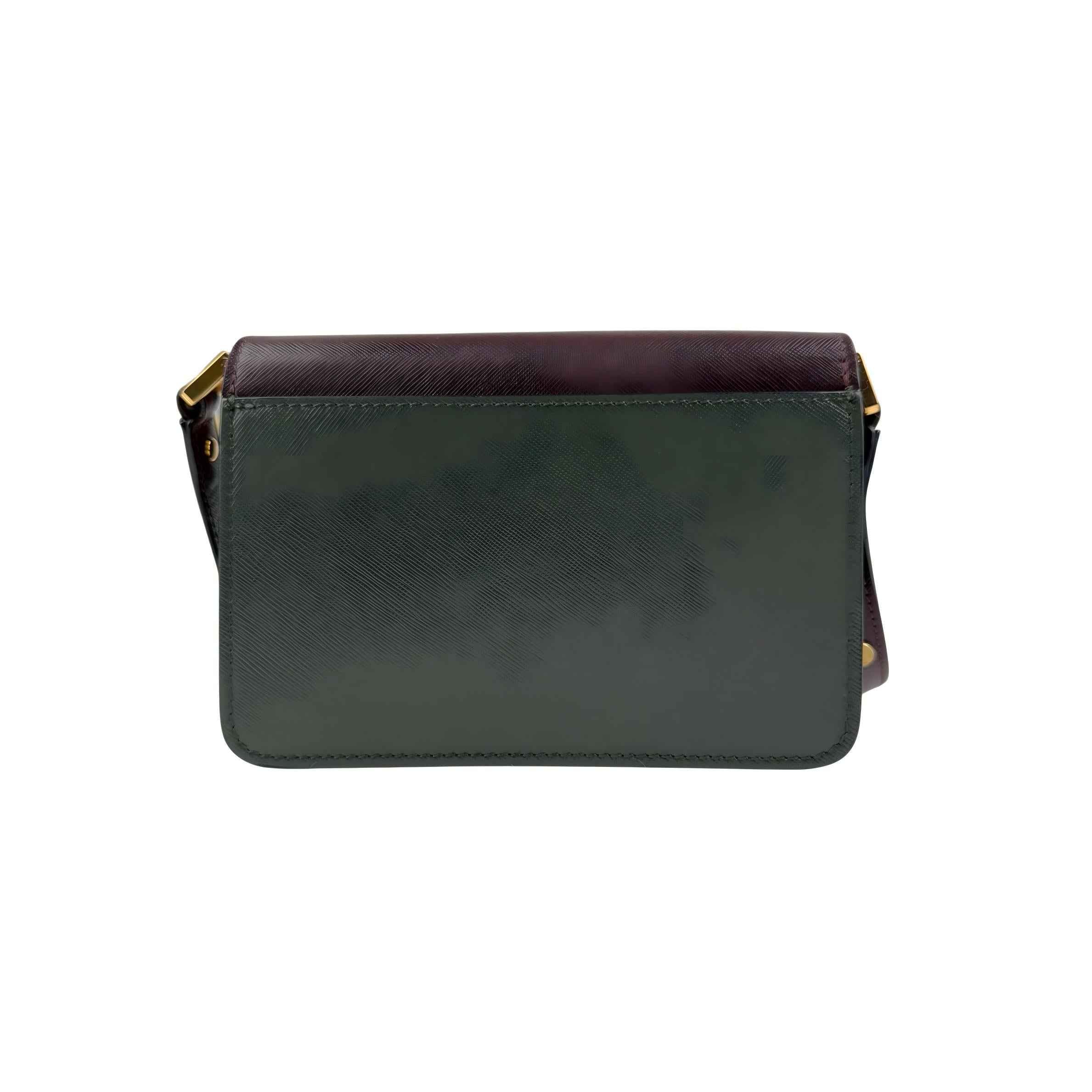 Marni Trunk Color Block Saffiano Leather Shoulder Bag