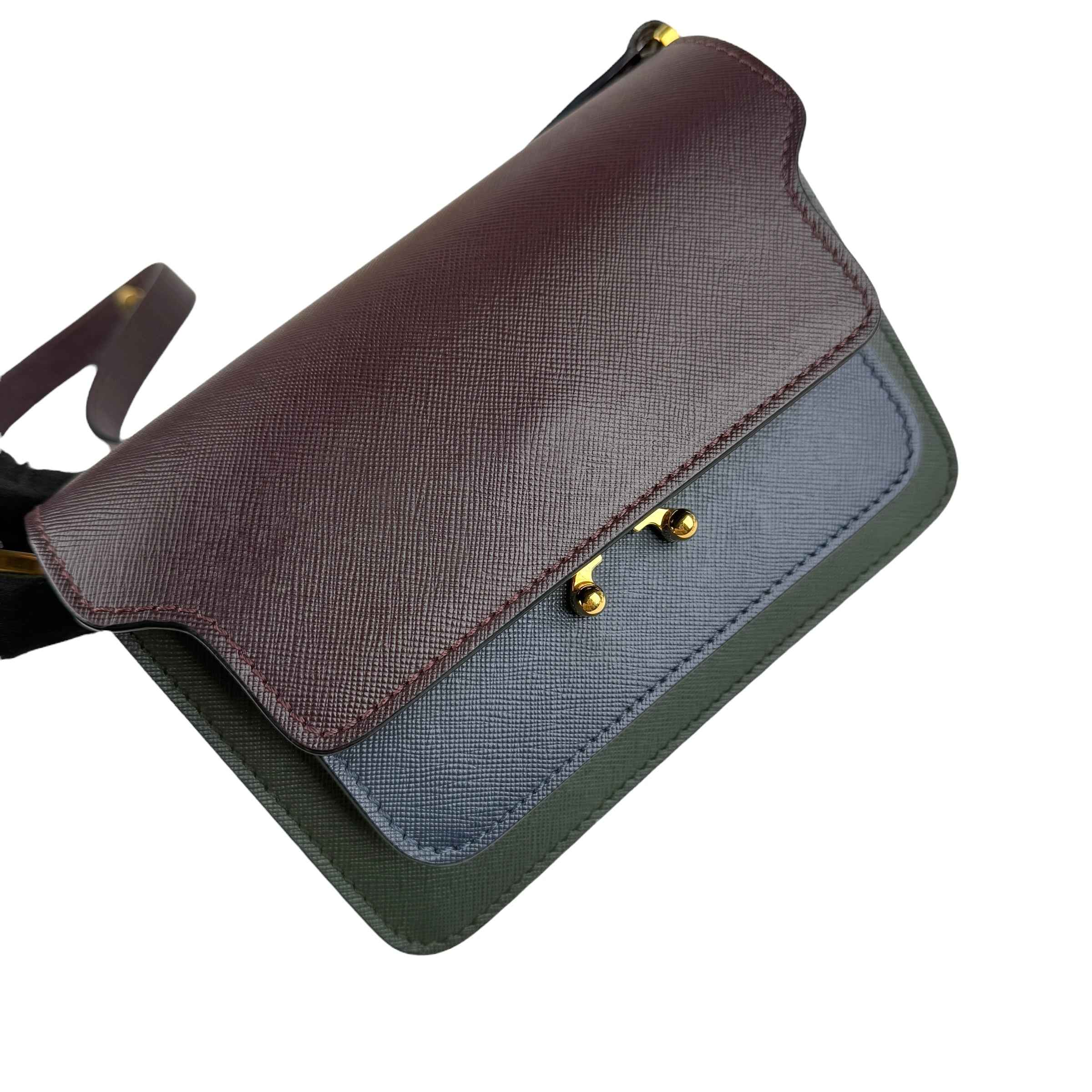 Marni Trunk Color Block Saffiano Leather Shoulder Bag