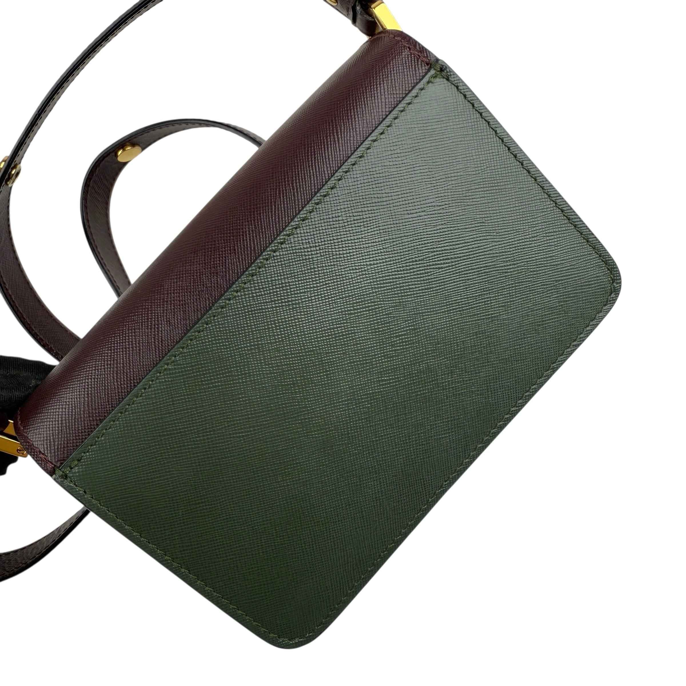 Marni Trunk Color Block Saffiano Leather Shoulder Bag