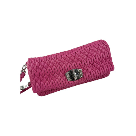 Miu Miu Cloquet Quilted Nappa Leather Cristal Shoulder Bag