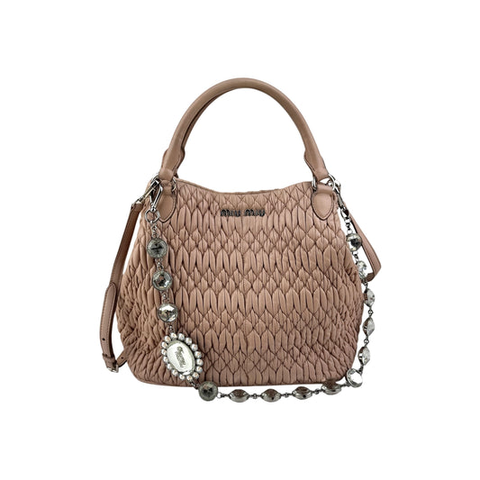 Miu Miu Crystal Convertible Tote Matelasse Leather Medium