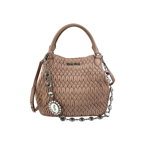 Miu Miu Crystal Convertible Tote Matelasse Leather Medium