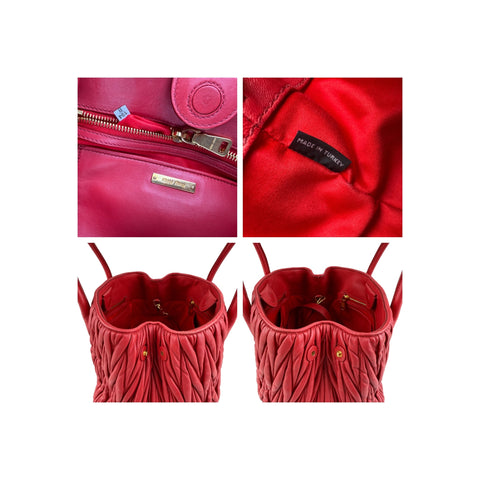Miu Miu Rosso Matelasse Quilted Leather Tote Bag