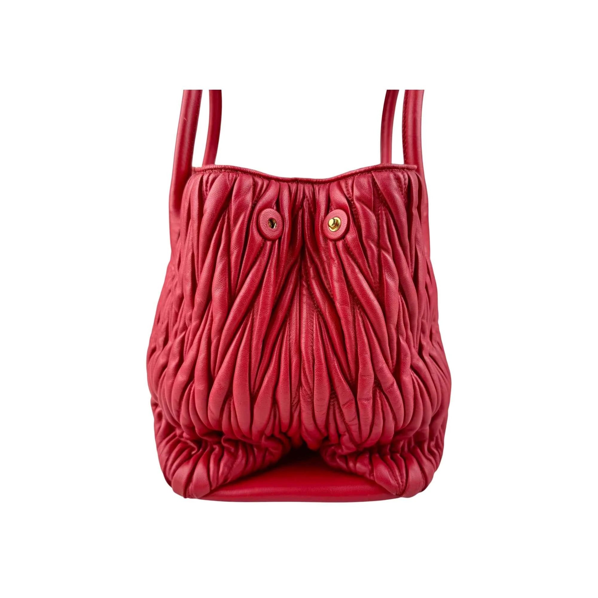 Miu Miu Rosso Matelasse Quilted Leather Tote Bag