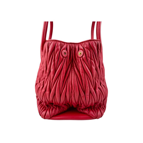 Miu Miu Rosso Matelasse Quilted Leather Tote Bag