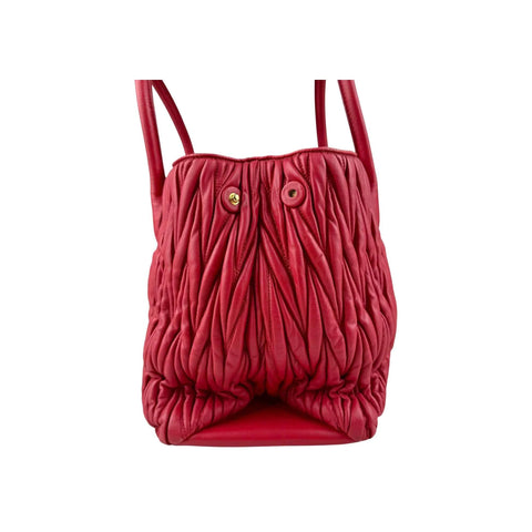 Miu Miu Rosso Matelasse Quilted Leather Tote Bag