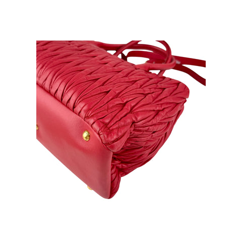 Miu Miu Rosso Matelasse Quilted Leather Tote Bag