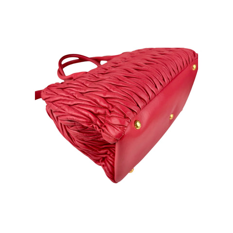 Miu Miu Rosso Matelasse Quilted Leather Tote Bag